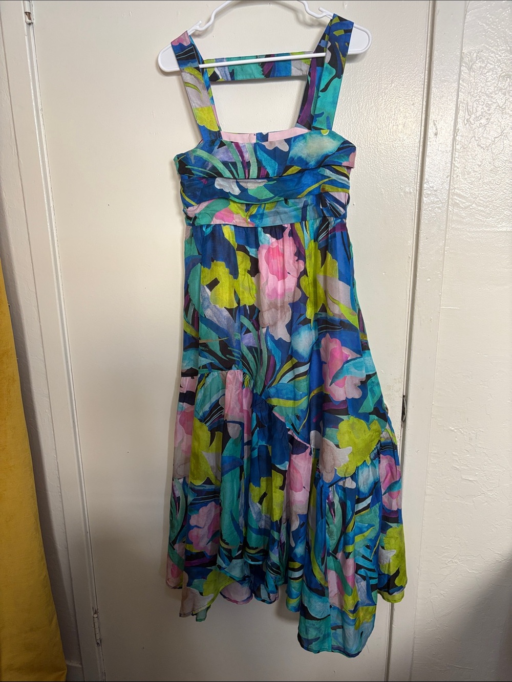 Anthropologie Floral High-Low Sundress in Blue, Pink & Green